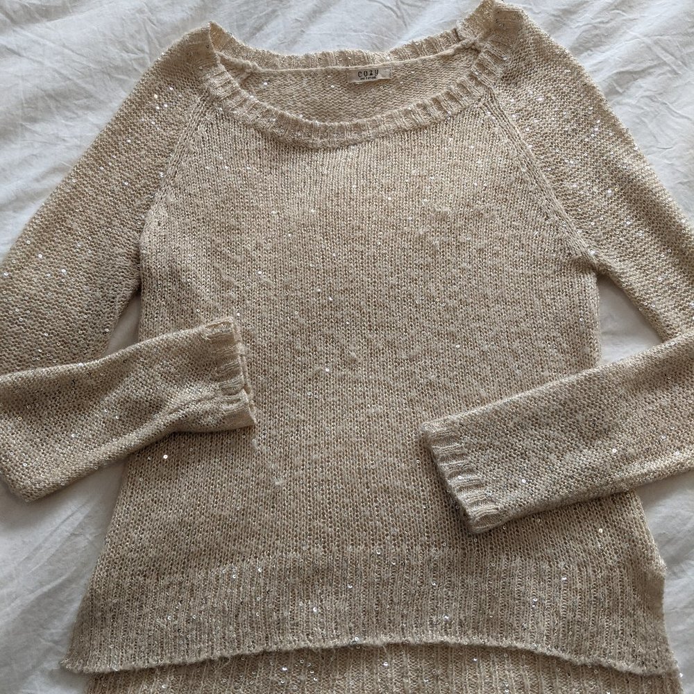 Cream Sweater w/ Small Sequin Accents